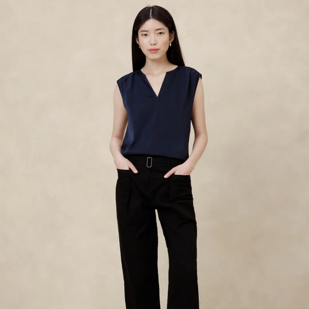 Banana Republic Factory Dollman-Sleeve Blouse, Size XXL, Color: Preppy Navy, NWT